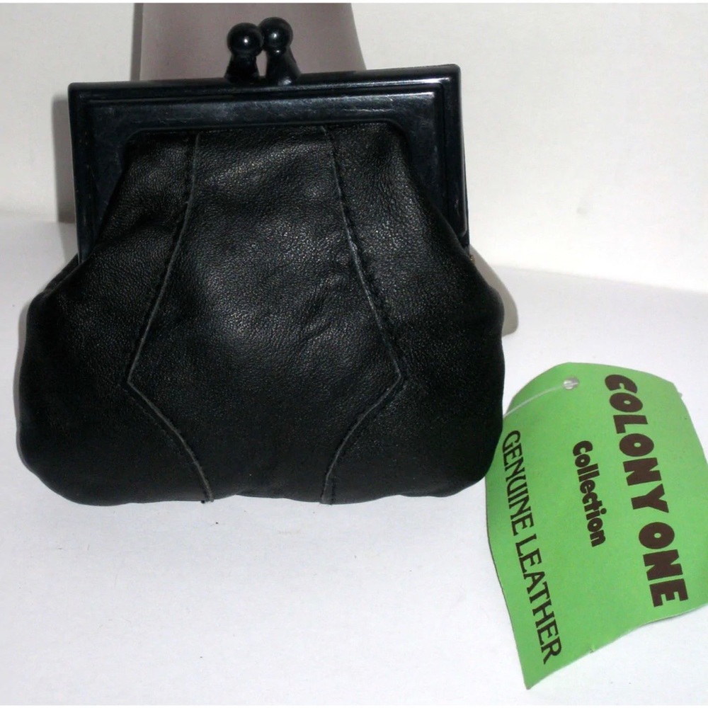 Black Leather Coin Purse by Colony One
